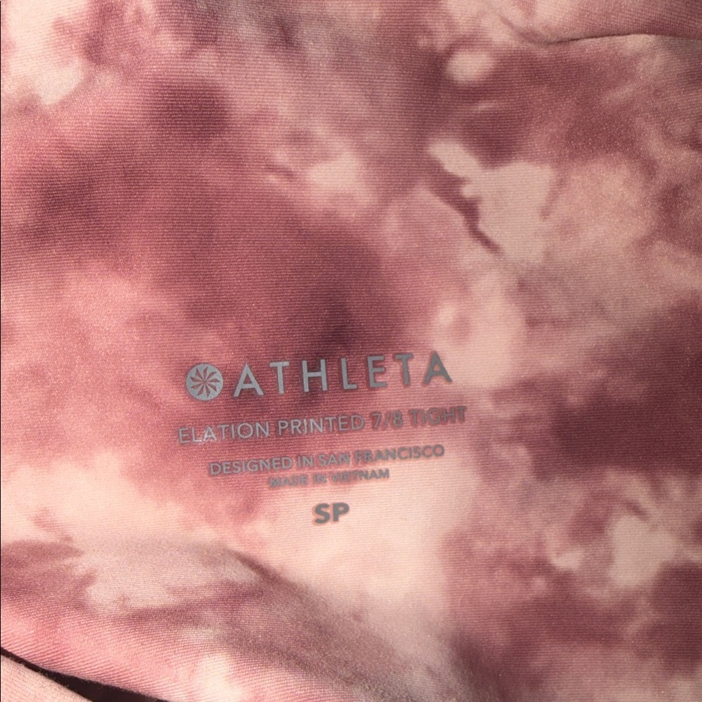 Athleta Women's Elation Printed Pink Tie-Dye 7/8 Leggings Size Small - Picture 2 of 3